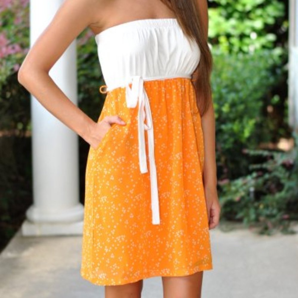 Touchdown Pass Dress - Orange/White